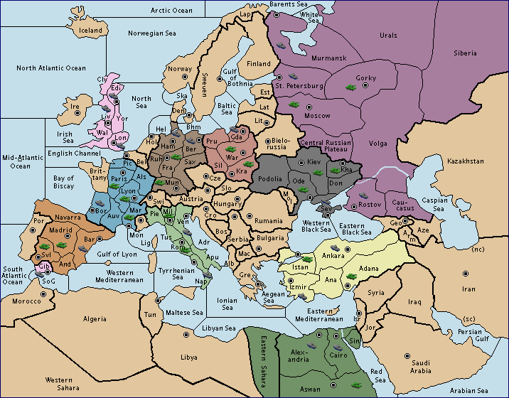 map of middle east and europe. in Europe, the Middle East